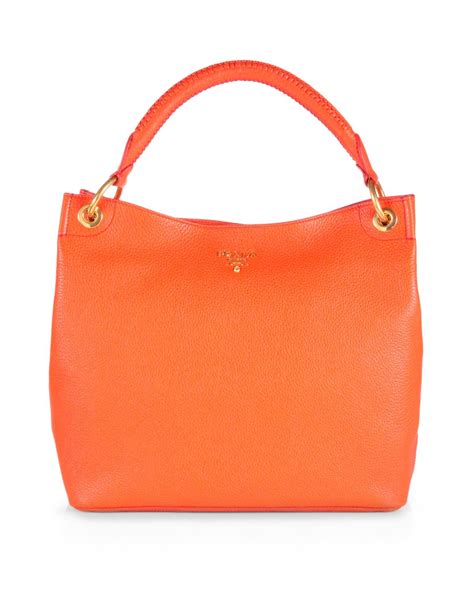 prada vitello daino papaya|Prada Vitello Daino Hobo Bag, Orange (Papaya) .